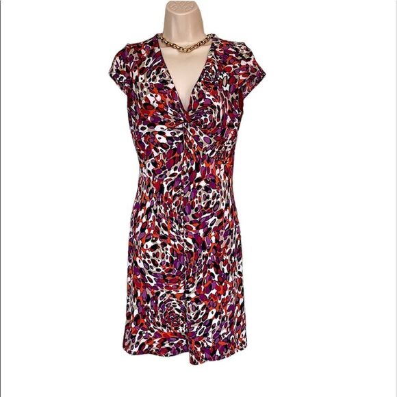Laundry by Shelli Segal red/purple circle print faux wrap dress size 2 - Picture 1 of 12